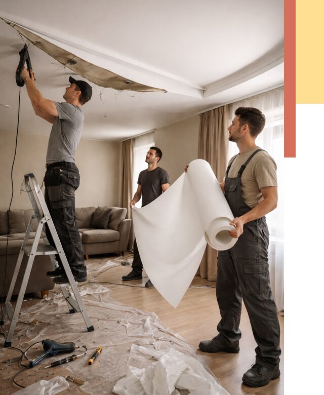 Замена полотна натяжного потолка в Дзержинске от 9659 руб. быстро и недорого | ОТДЕЛОЧНИК-Дзр