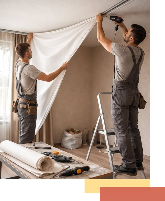 Замена полотна натяжного потолка в Дзержинске быстро и качественно