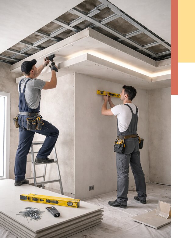 Двухуровневый потолок из гипсокартона в Дзержинске от 1474 руб. под ключ | ОТДЕЛОЧНИК-Дзр