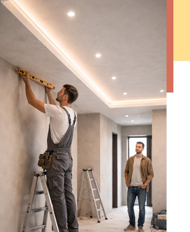 Потолок из гипсокартона с подсветкой в Дзержинске от 763 руб./м2 под ключ | ОТДЕЛОЧНИК-Дзр