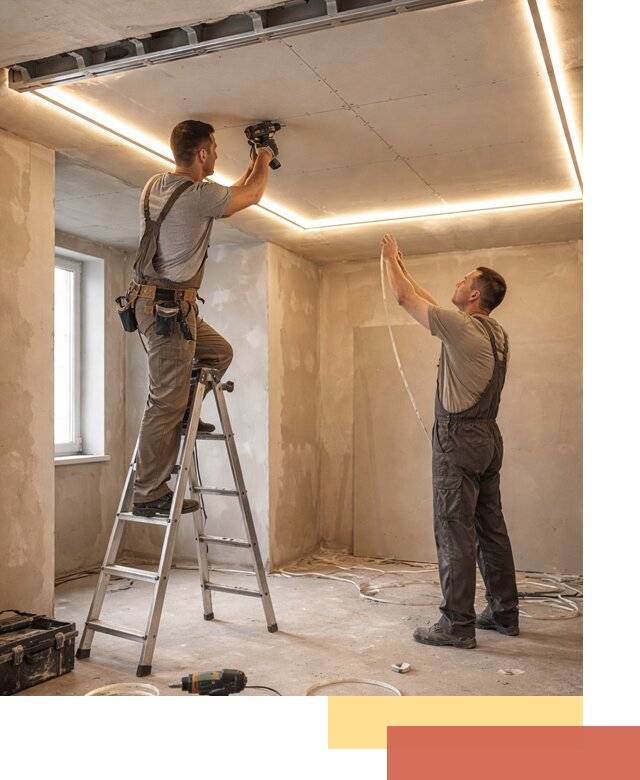 Потолок из гипсокартона с подсветкой в Дзержинске