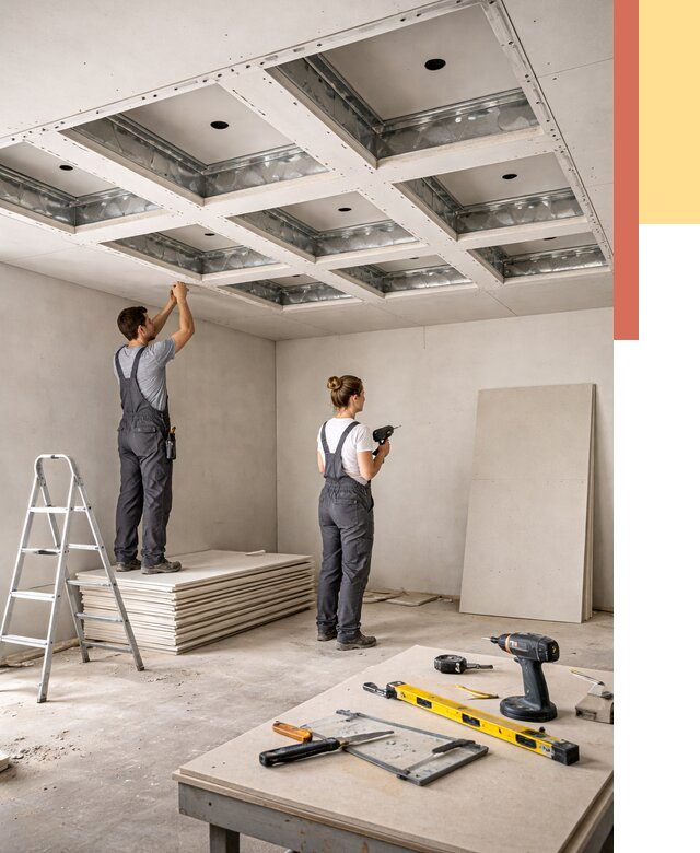 Кессонный потолок из гипсокартона в Дзержинске от 1881 руб. — монтаж и под ключ | ОТДЕЛОЧНИК-Дзр