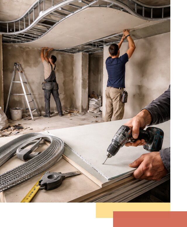 Криволинейный потолок из гипсокартона в Дзержинске — монтаж и отделка