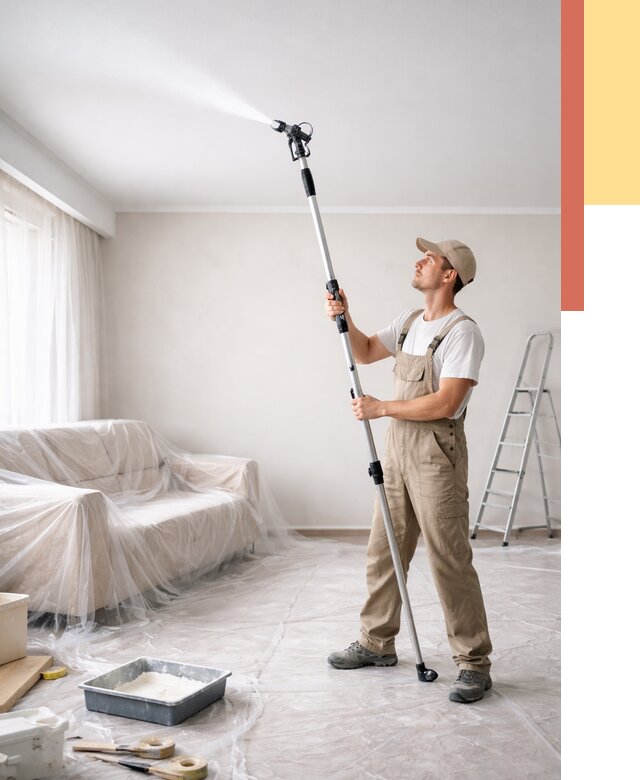 Покраска потолка краскопультом в Дзержинске от 4575 руб. быстро и недорого | ОТДЕЛОЧНИК-Дзр